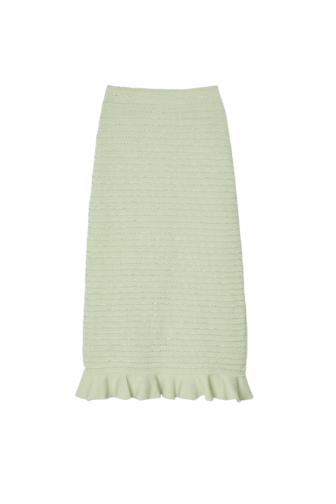 RHINESTONE KNIT MAXI SKIRT ALMOND GREEN PARTY