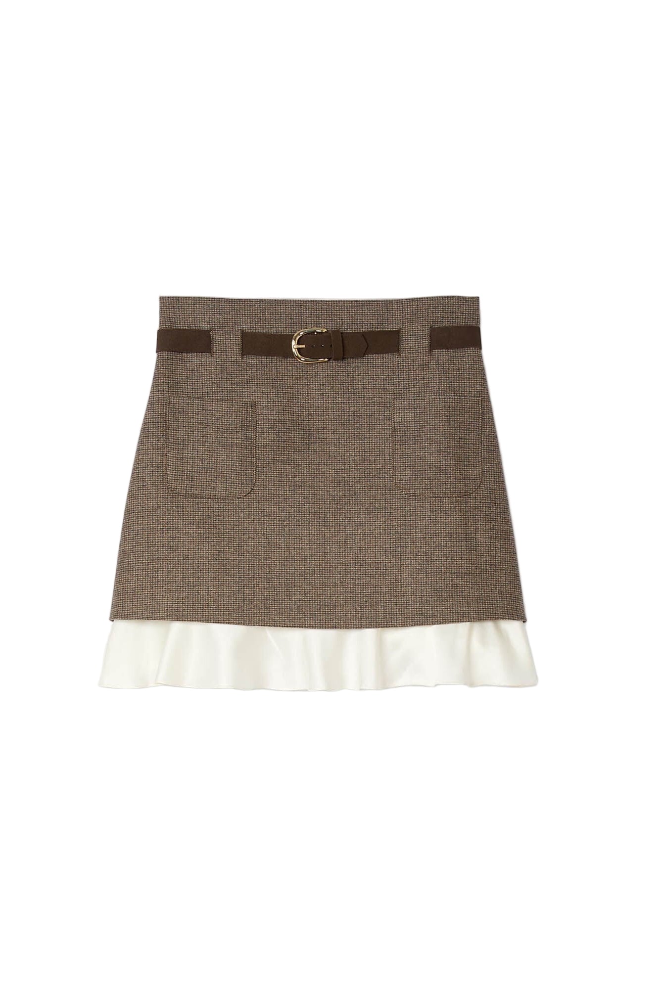 SETLLA BROWN MINI SKIRT WITH FRILL BELT