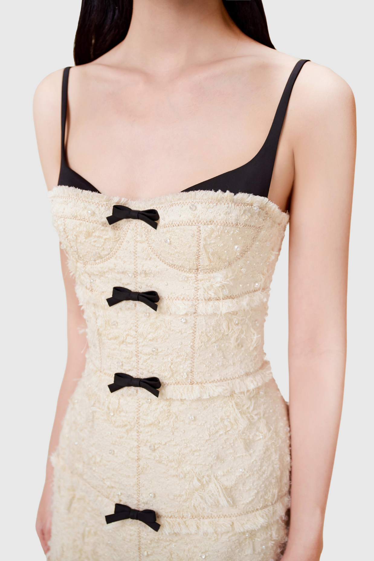 SantosBowJacquardMiniDress-Beige1 SANTOS BOW MINI DRESS, BEIGE, ELEGANT COCKTAIL PARTY
