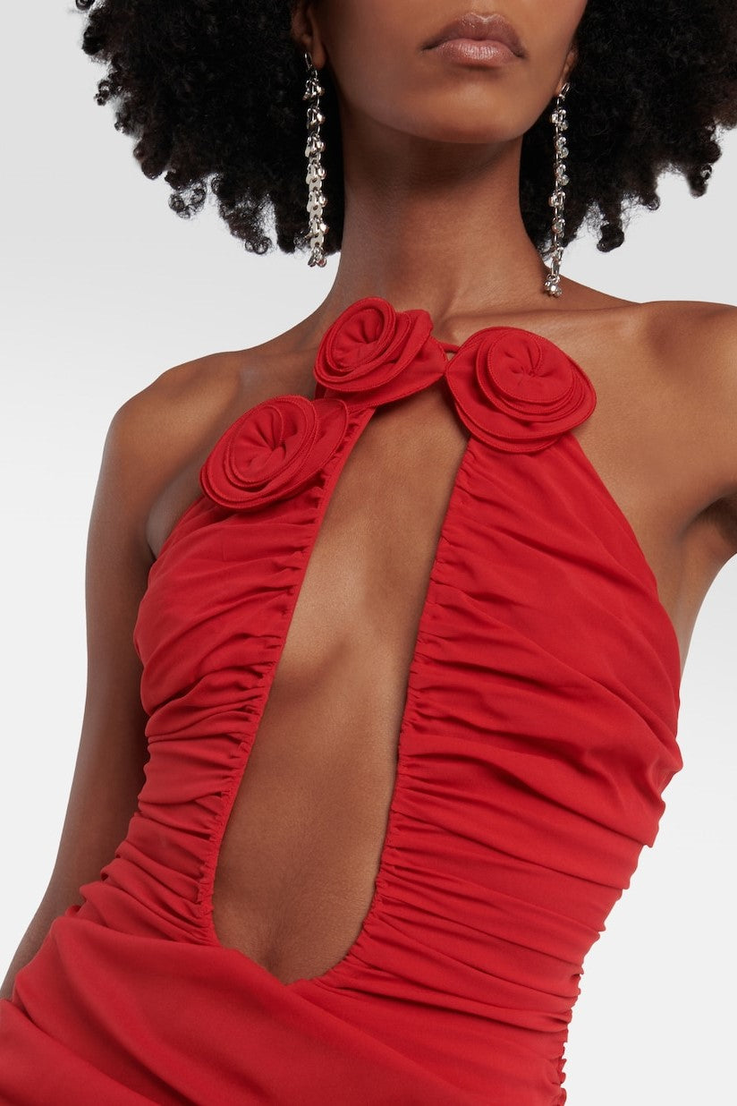 SARAH RUCHED PLUNGE STRAPLESS MINI DRESS