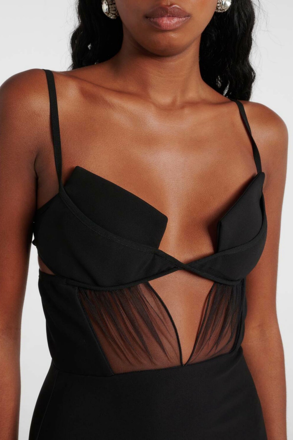 SATHVA CUTOUT MESH MAXI BANDAGE DRESS FOR PARTY
