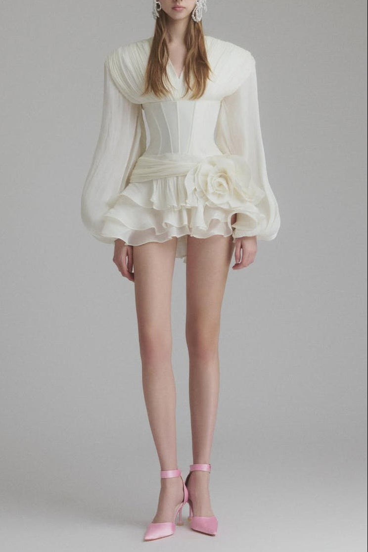 FLORAL COASTAL MINI DRESS, IVORY SUMMER WEDDING GUEST
