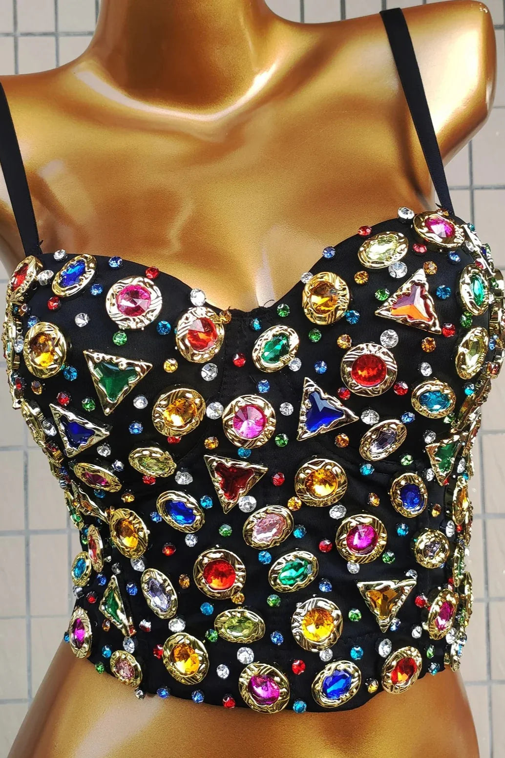 COLORFUL STONE CORSET TOP FOR PARTY