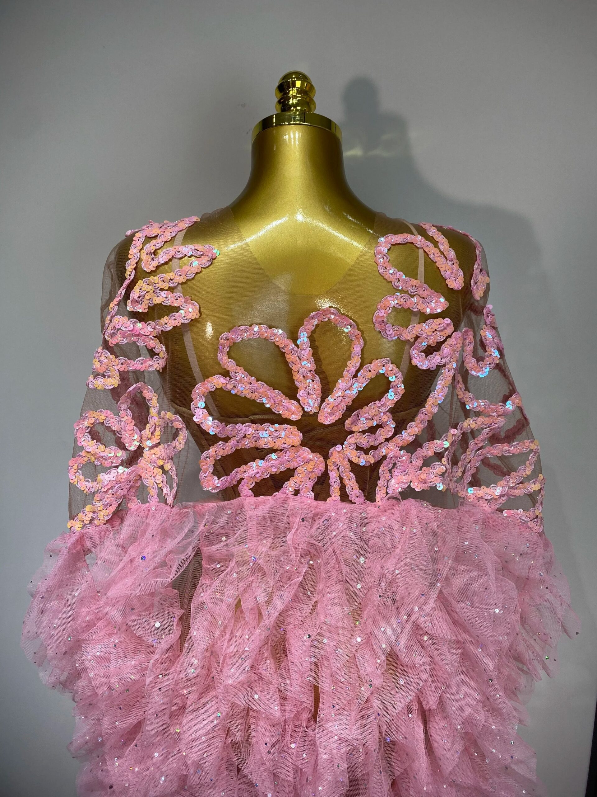 SPARKLY MESH MAXI DRESS, PINK, EVENING PARTY