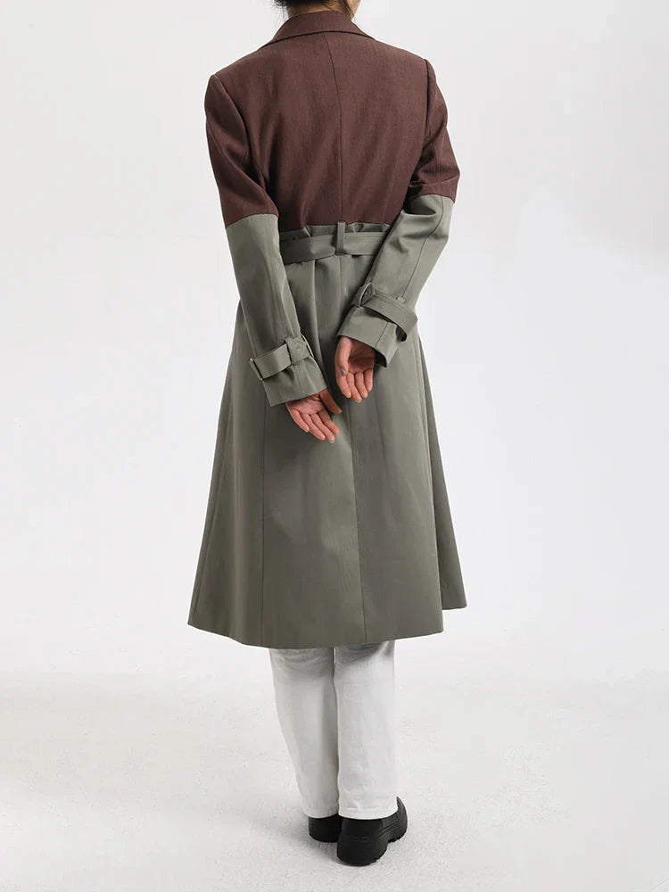 Sb672e809b2524d7fbc17160779255de2f BELTED BLAZER TRENCH COAT, BROWN GRAY OVERSIZED WORK