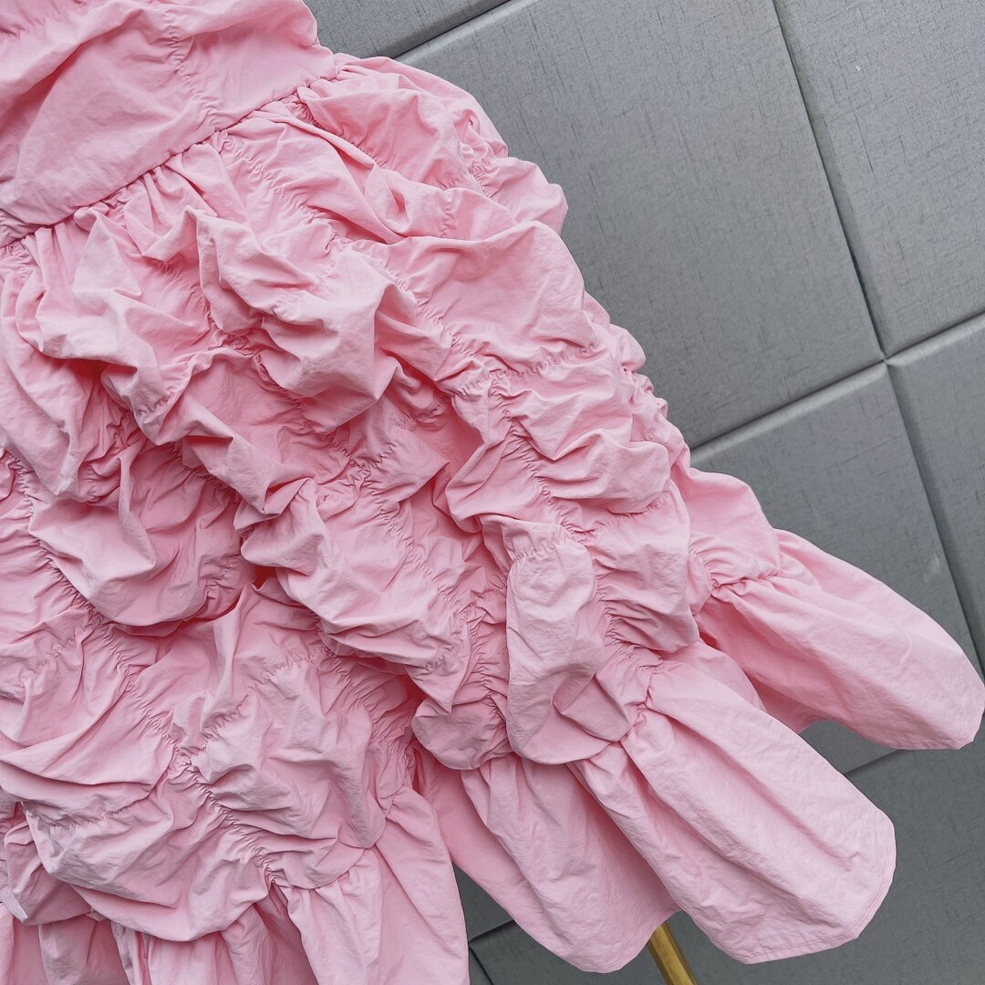 FOLDED RUFFLED MINI DRESS PINK PARTY