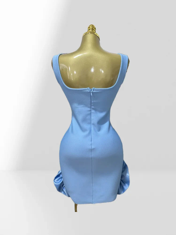 SEXY SLEEVELESS RUFFLE BODYCON MINI BANDAGE DRESS