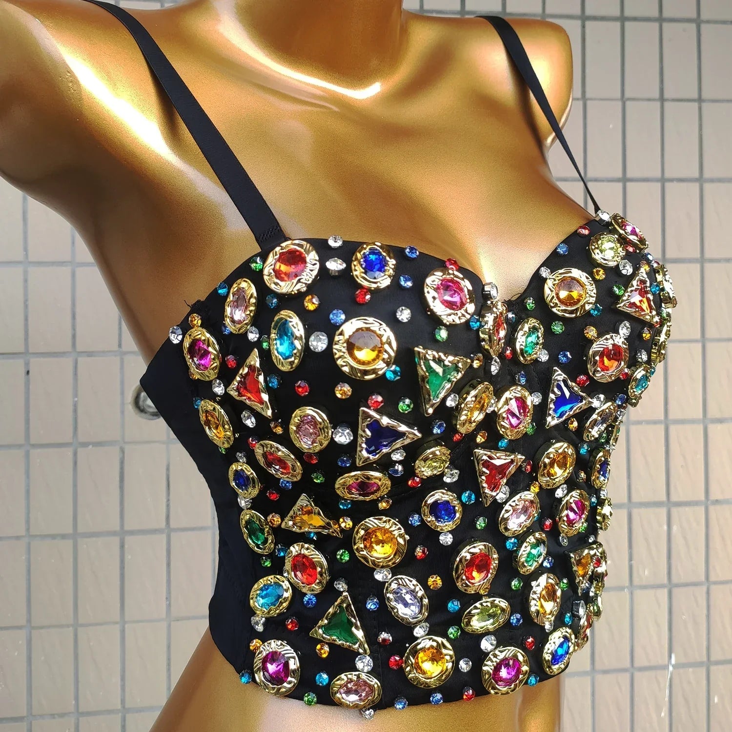 COLORFUL STONE CORSET TOP FOR PARTY