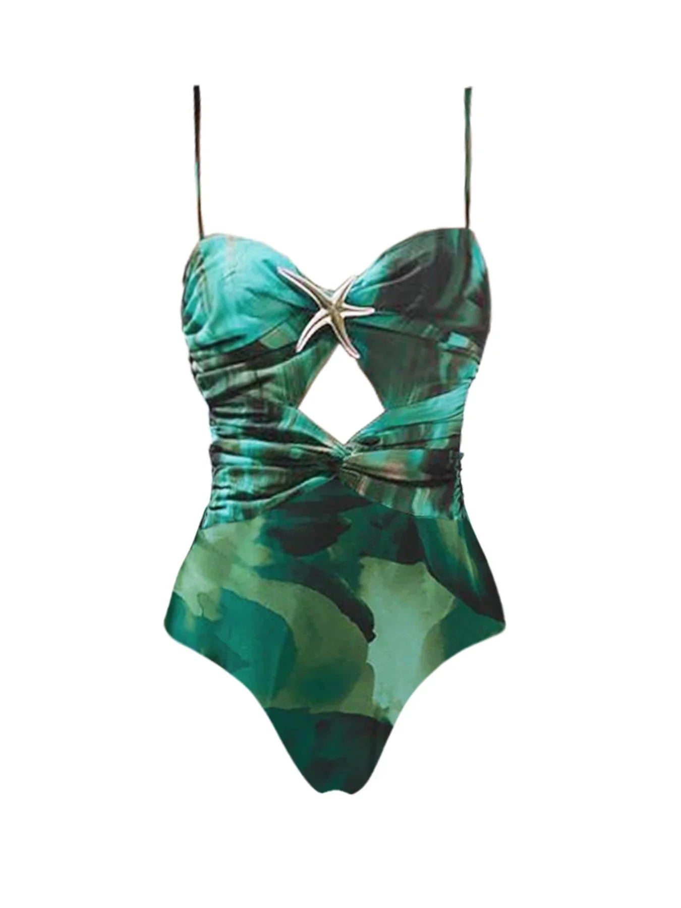INK PATTERN PRINT ONE-PIECE SWIMSUIT VACATION