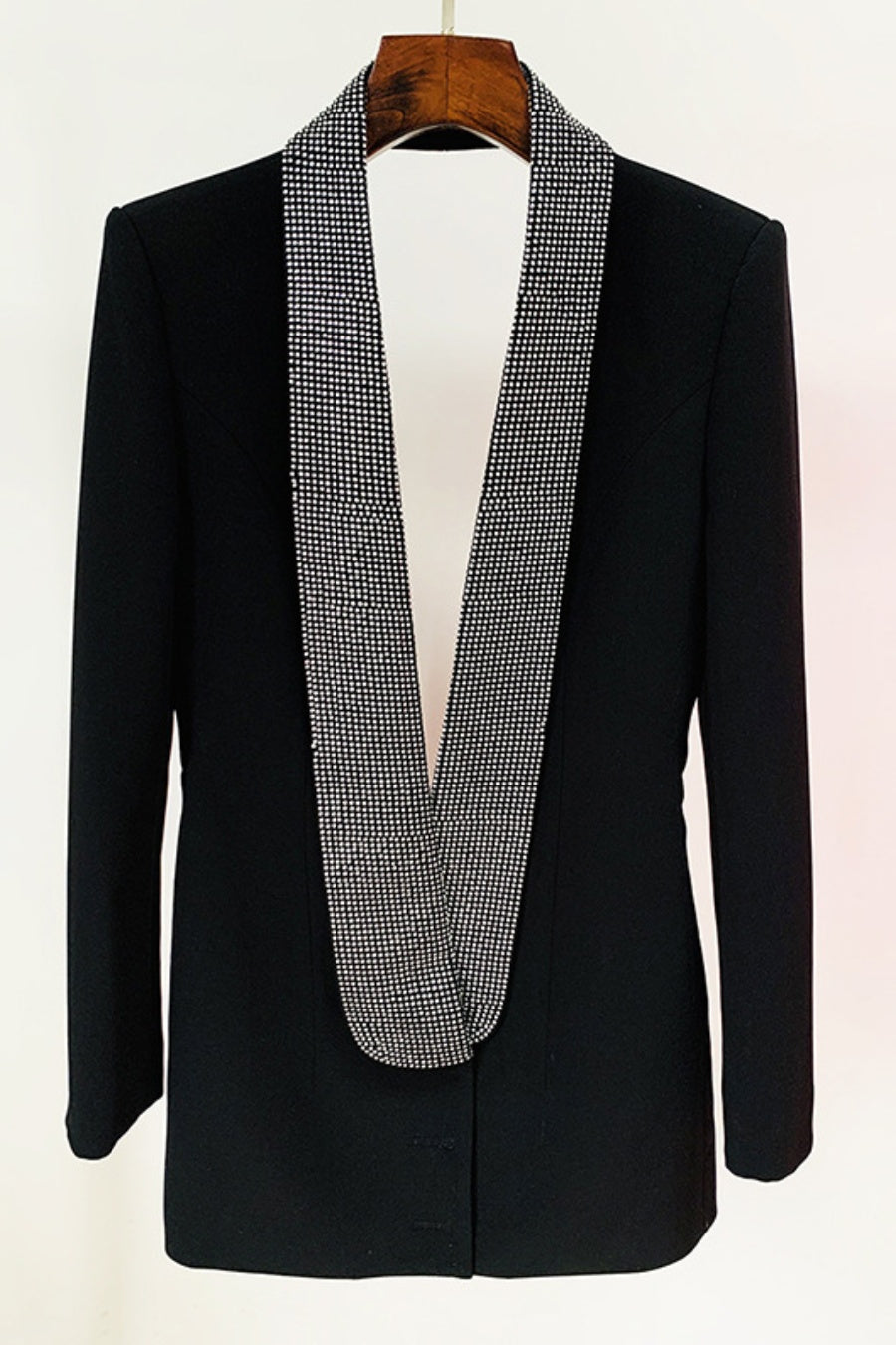 SCARLETT CRYSTAL CUTOUT BLAZER DRESS - BLACK COCKTAIL