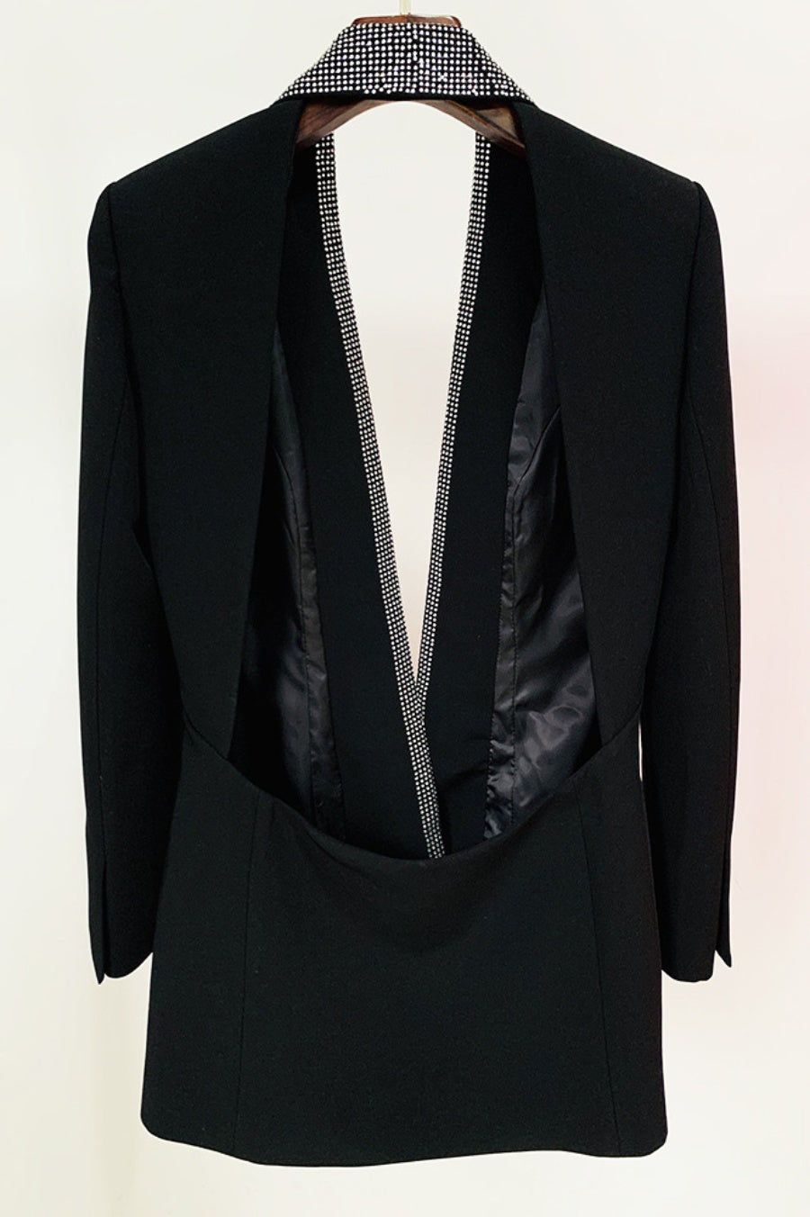 SCARLETT CRYSTAL CUTOUT BLAZER DRESS - BLACK COCKTAIL