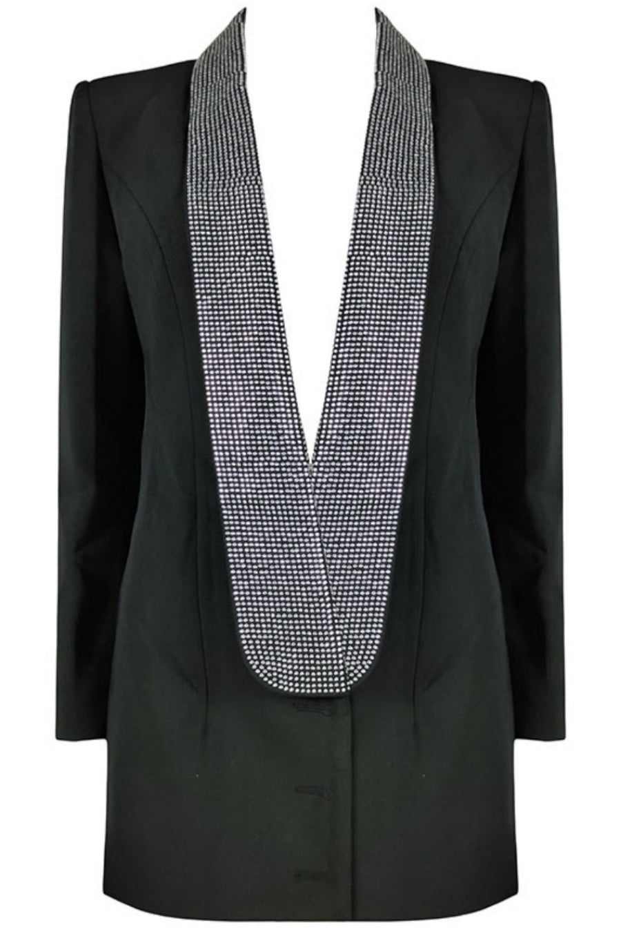 SCARLETT CRYSTAL CUTOUT BLAZER DRESS - BLACK COCKTAIL