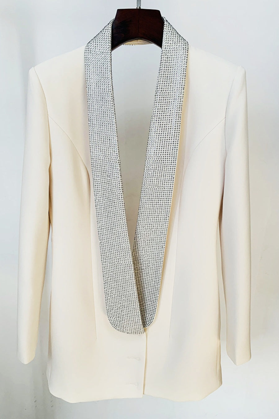 WHITE SCARLETT CRYSTAL CUTOUT BLAZER DRESS