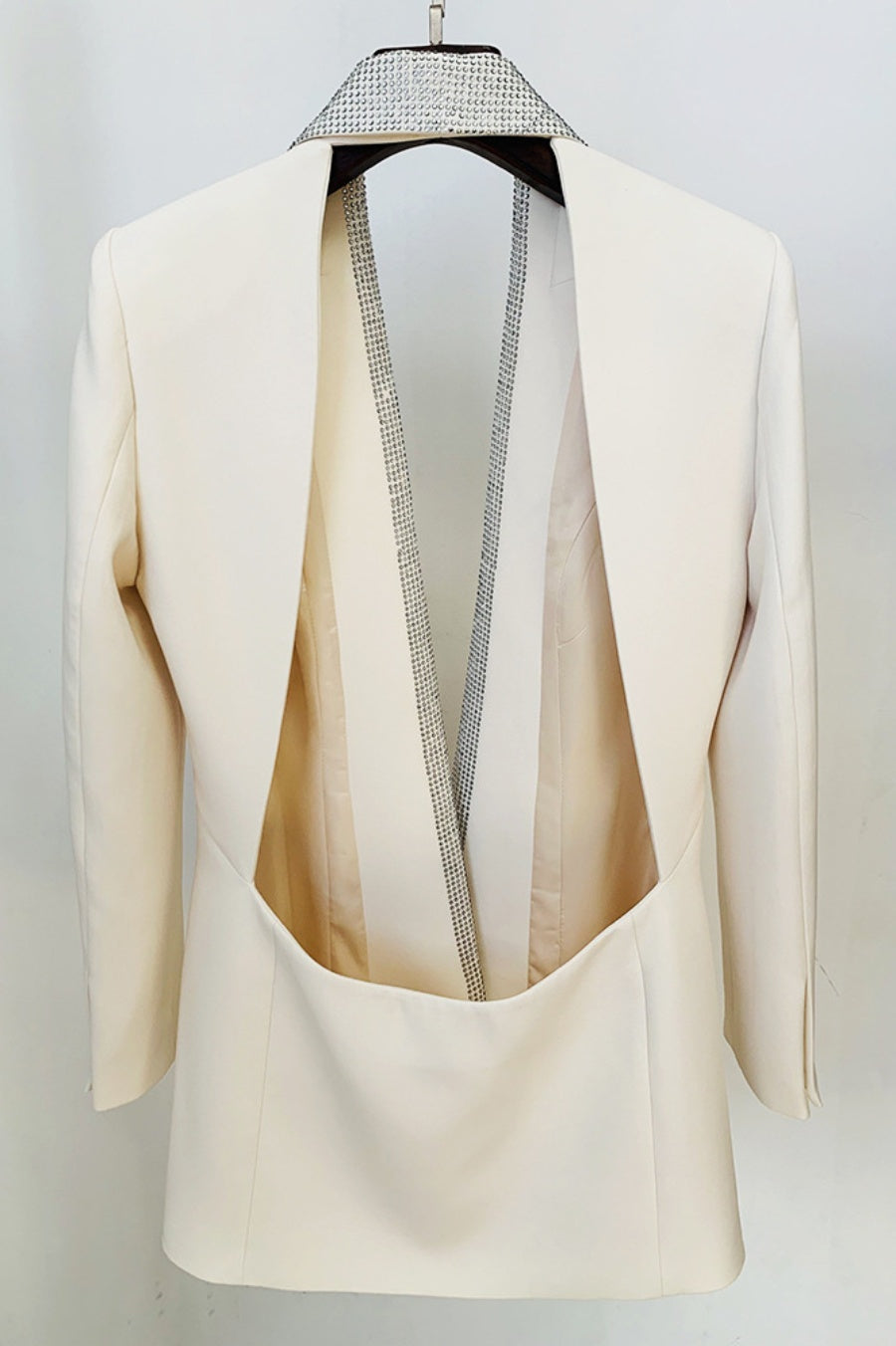 WHITE SCARLETT CRYSTAL CUTOUT BLAZER DRESS