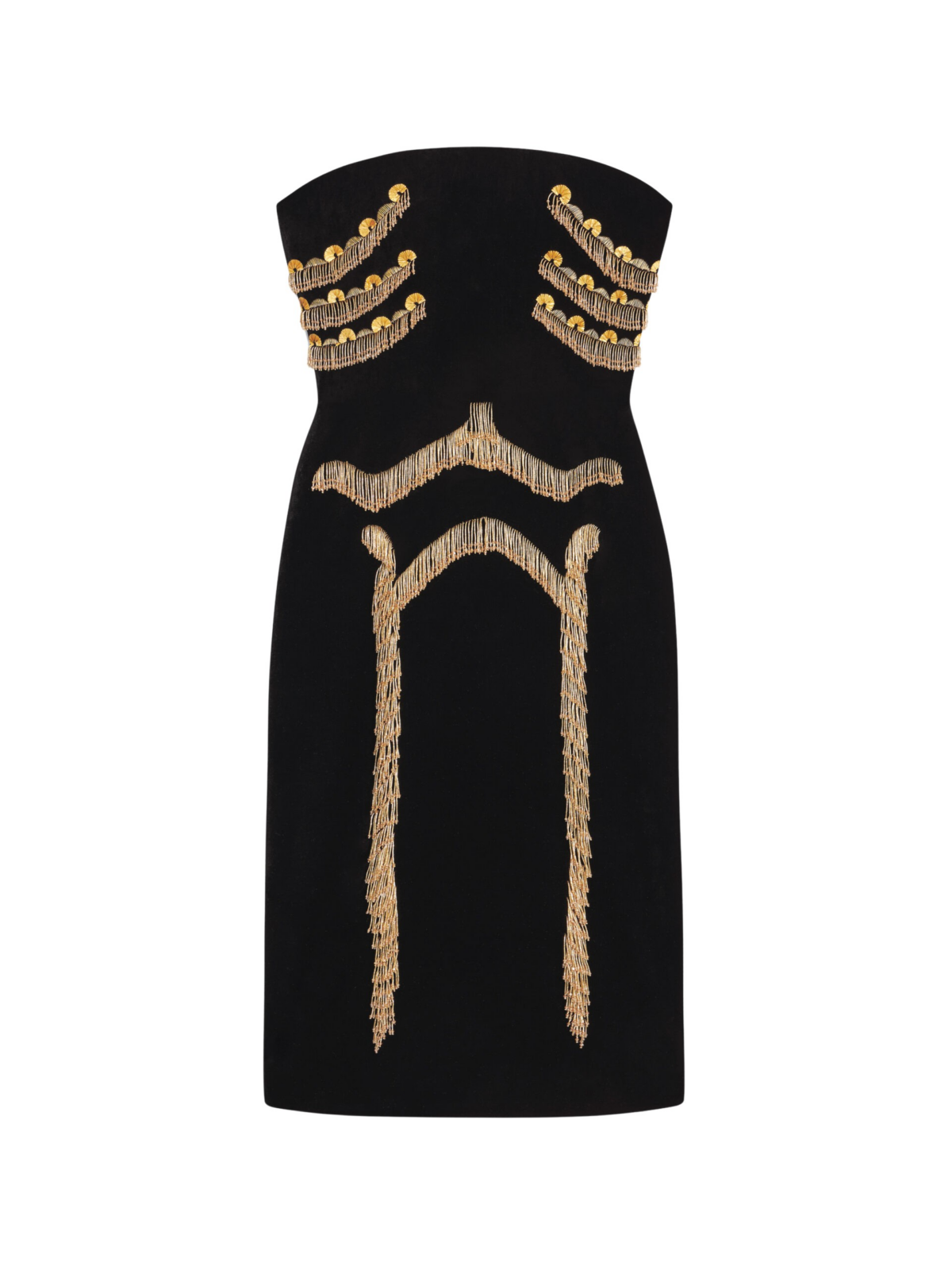 Y2K SKELETON TASSEL BUSTIER MINI DRESS BLACK