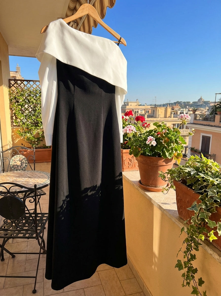 A-LINE SILK TAFFETA MIDI DRESS FOR EVENTS