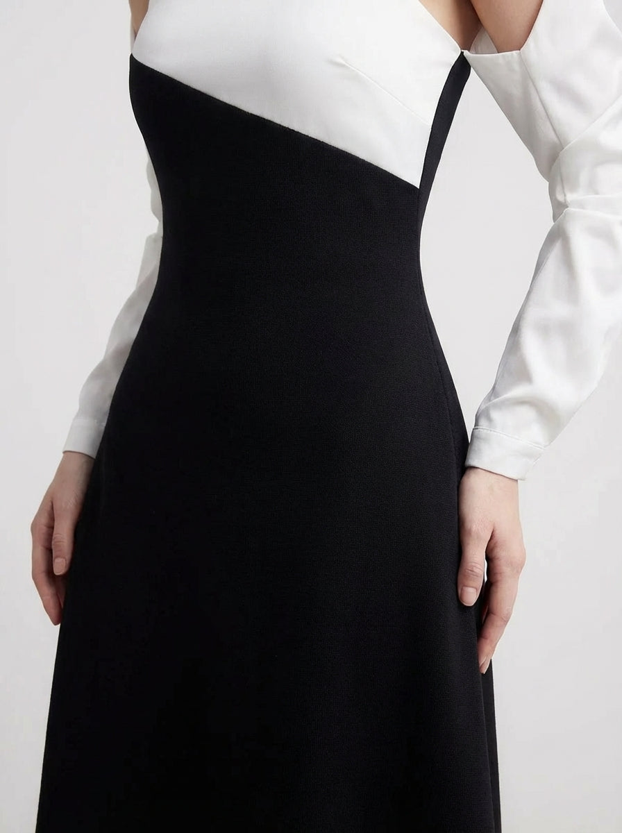 A-LINE SILK TAFFETA MIDI DRESS FOR EVENTS