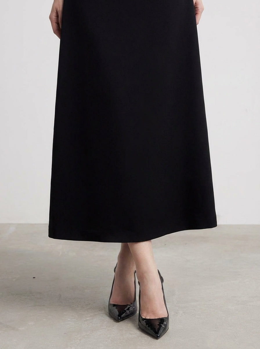 A-LINE SILK TAFFETA MIDI DRESS FOR EVENTS
