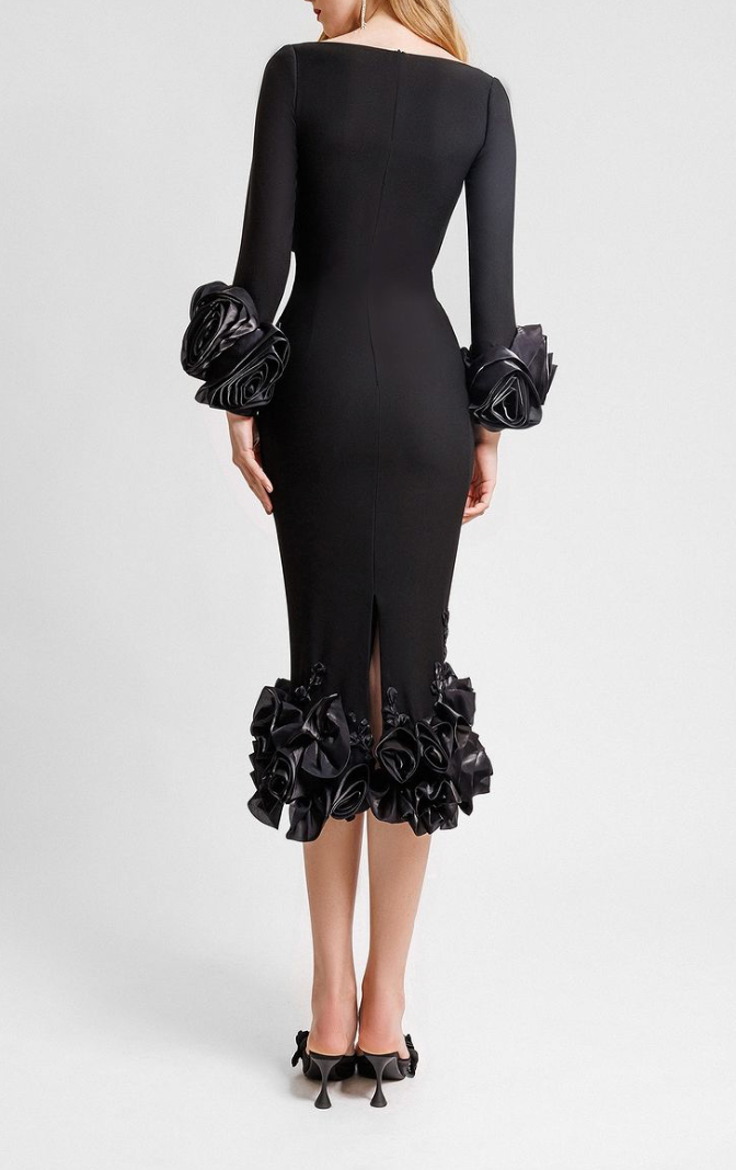 JELENA FLOWERS MIDI BANDAGE DRESS FOR PARTY