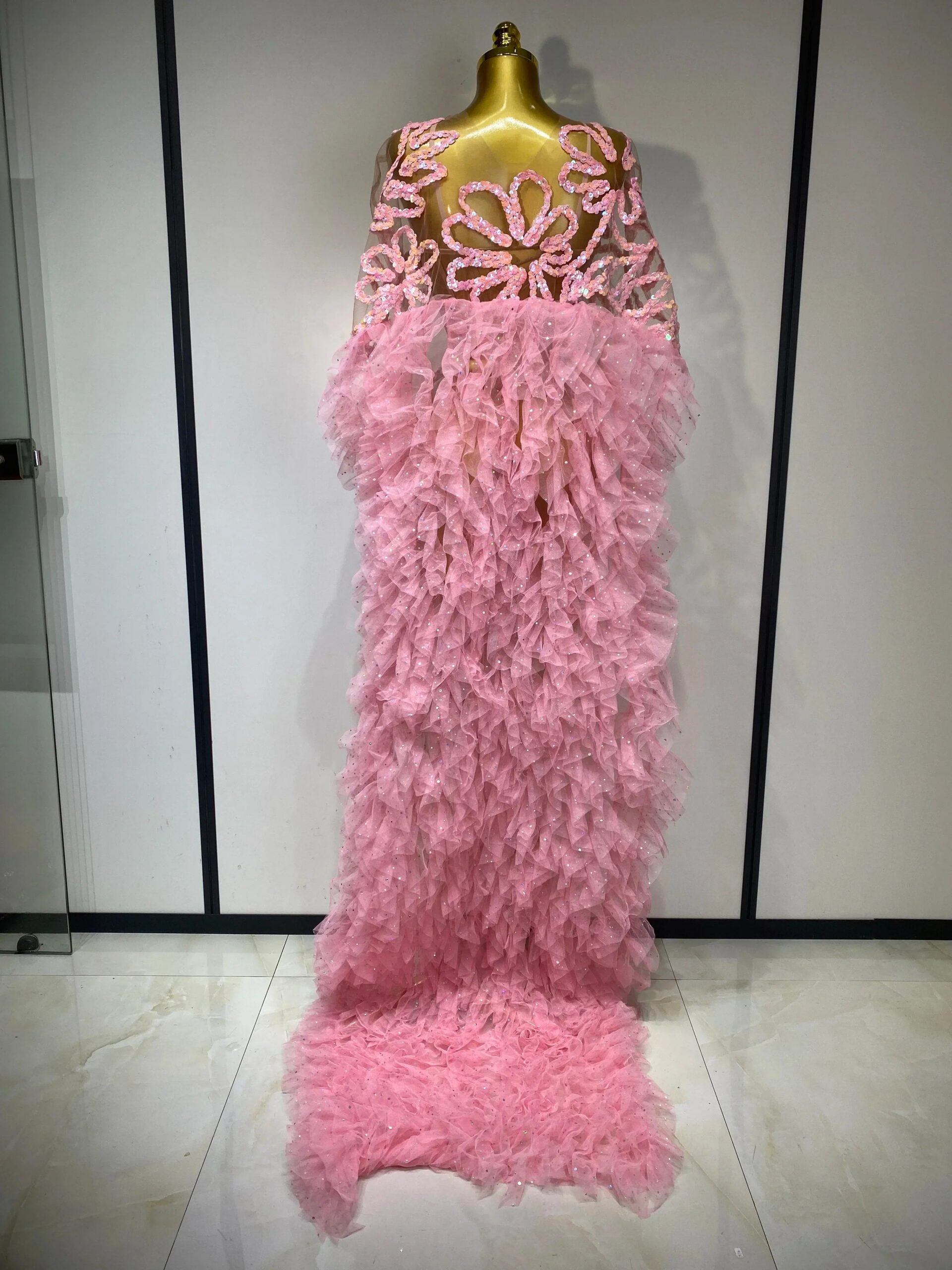 SPARKLY MESH MAXI DRESS, PINK, EVENING PARTY