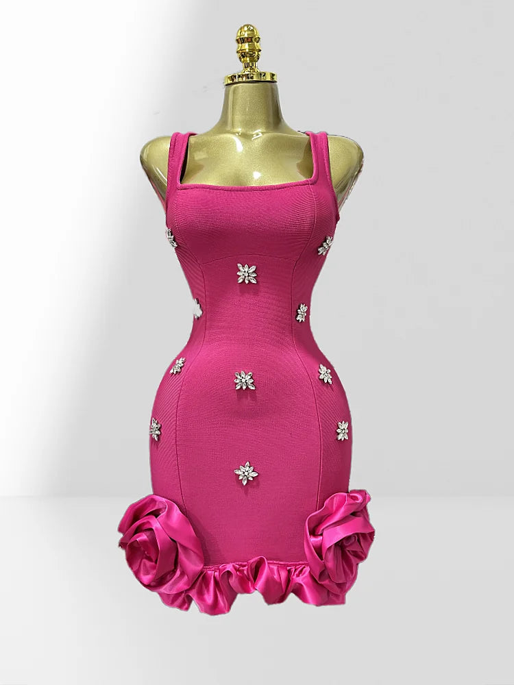 SEXY SLEEVELESS RUFFLE BODYCON MINI BANDAGE DRESS