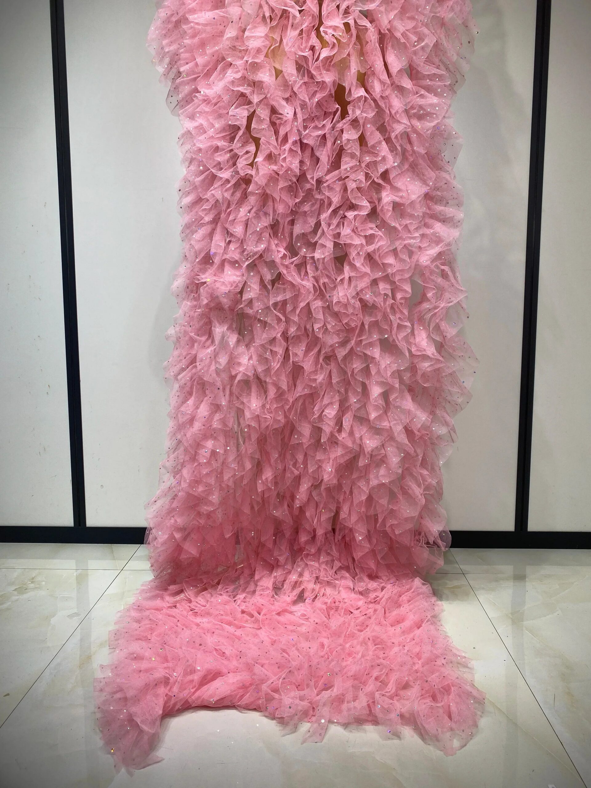 SPARKLY MESH MAXI DRESS, PINK, EVENING PARTY