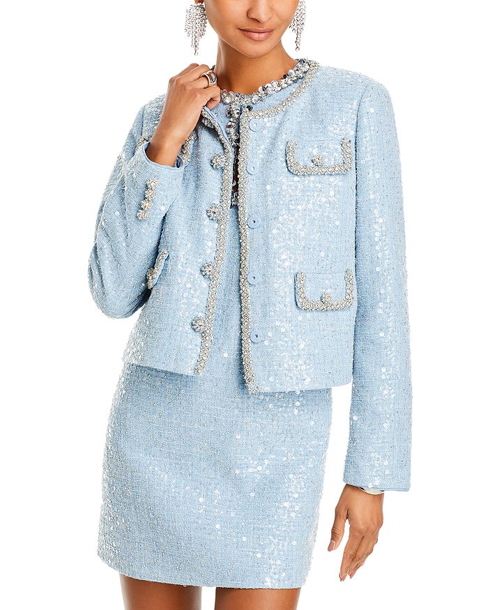 EMBELLISHED BOUCLÉ JACKET, BLAZER STYLE FOR EVENTS