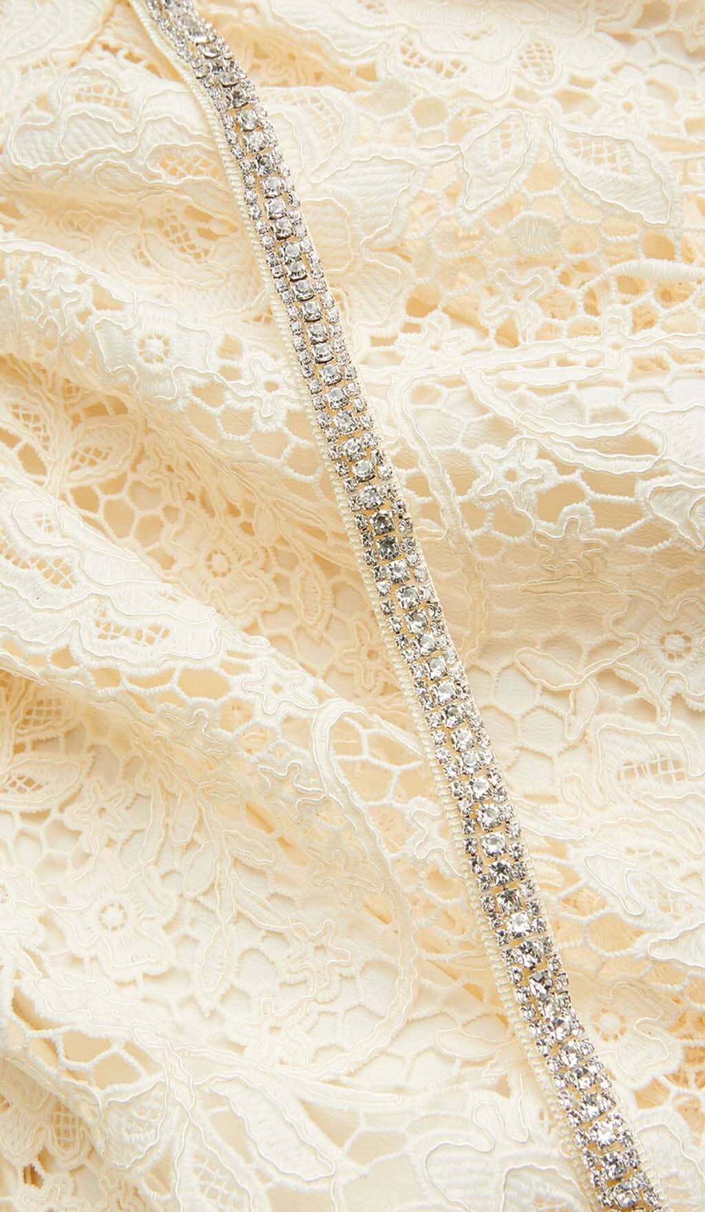 LACE BOW MINI DRESS CREAM YELLOW PARTY