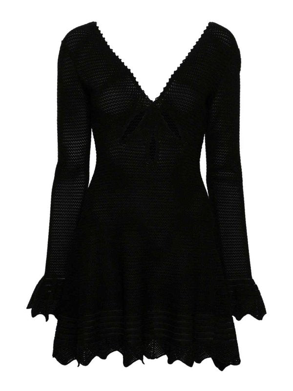LAURA BLACK CUTOUT KNIT MINI PARTY DRESS