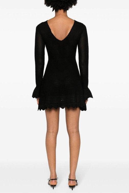 LAURA BLACK CUTOUT KNIT MINI PARTY DRESS