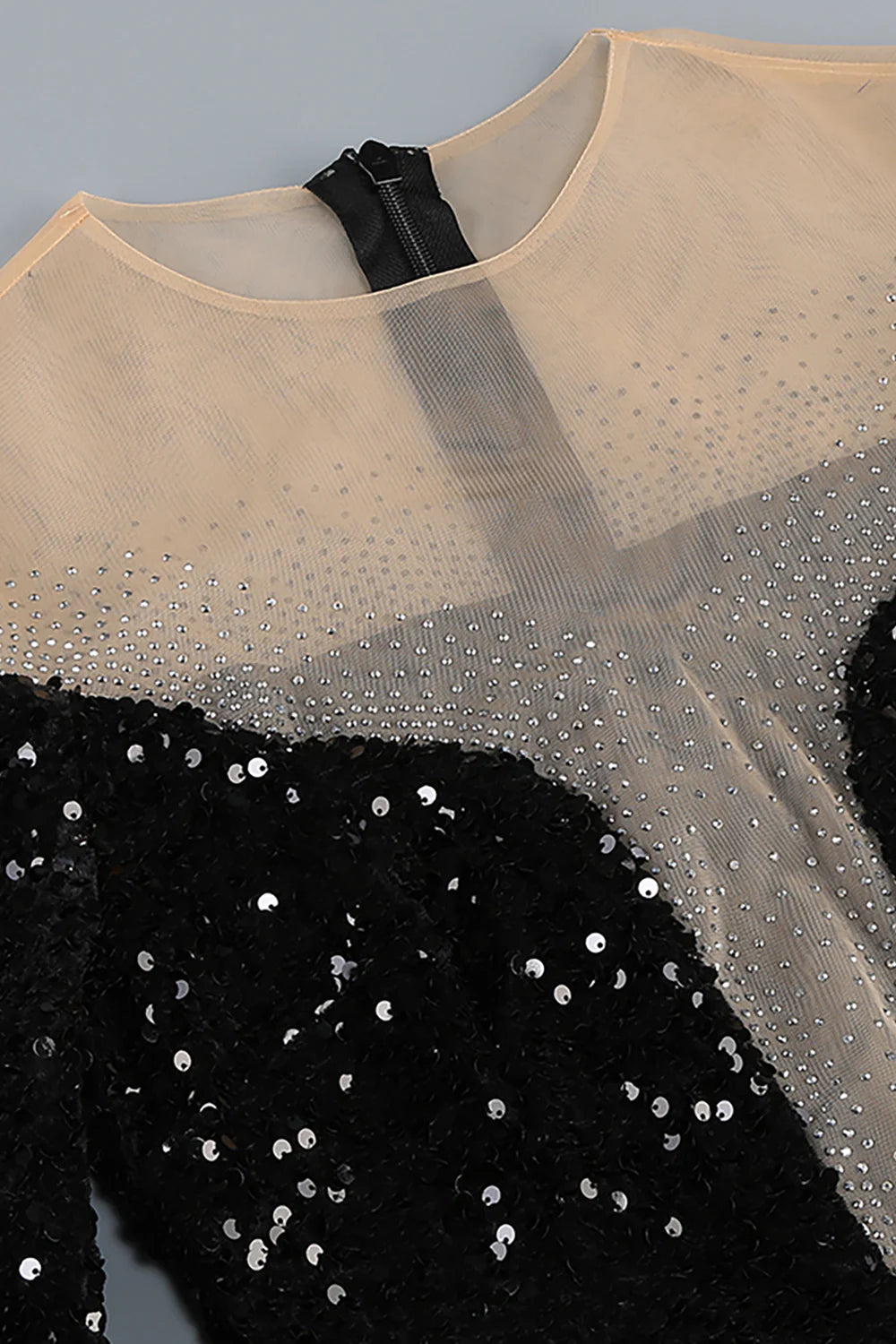 FEATHER SEQUIN MINI DRESS, BLACK, PARTY