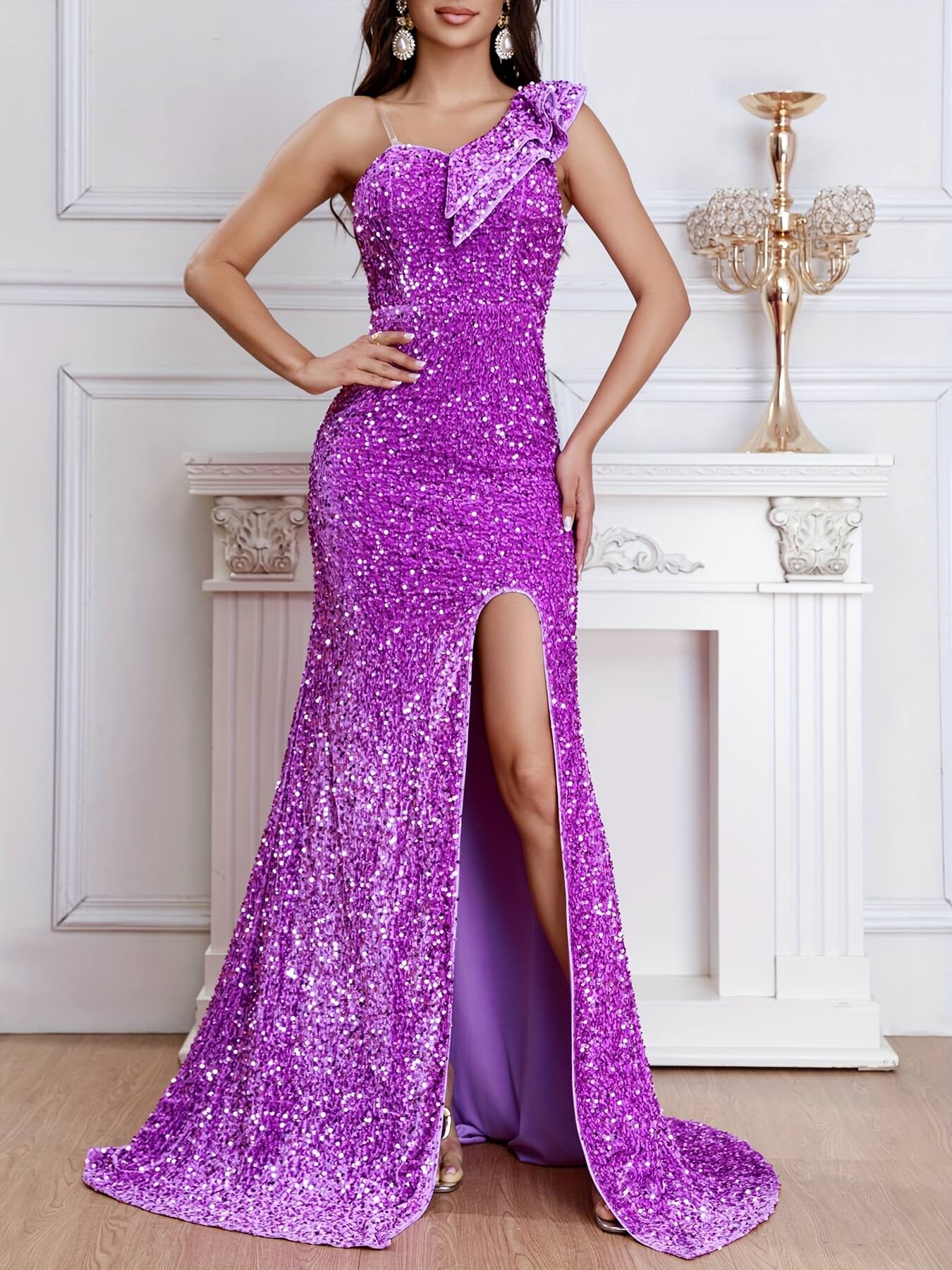 GLITTER SEQUIN PAGEANT GOWN, FORMAL EVENING