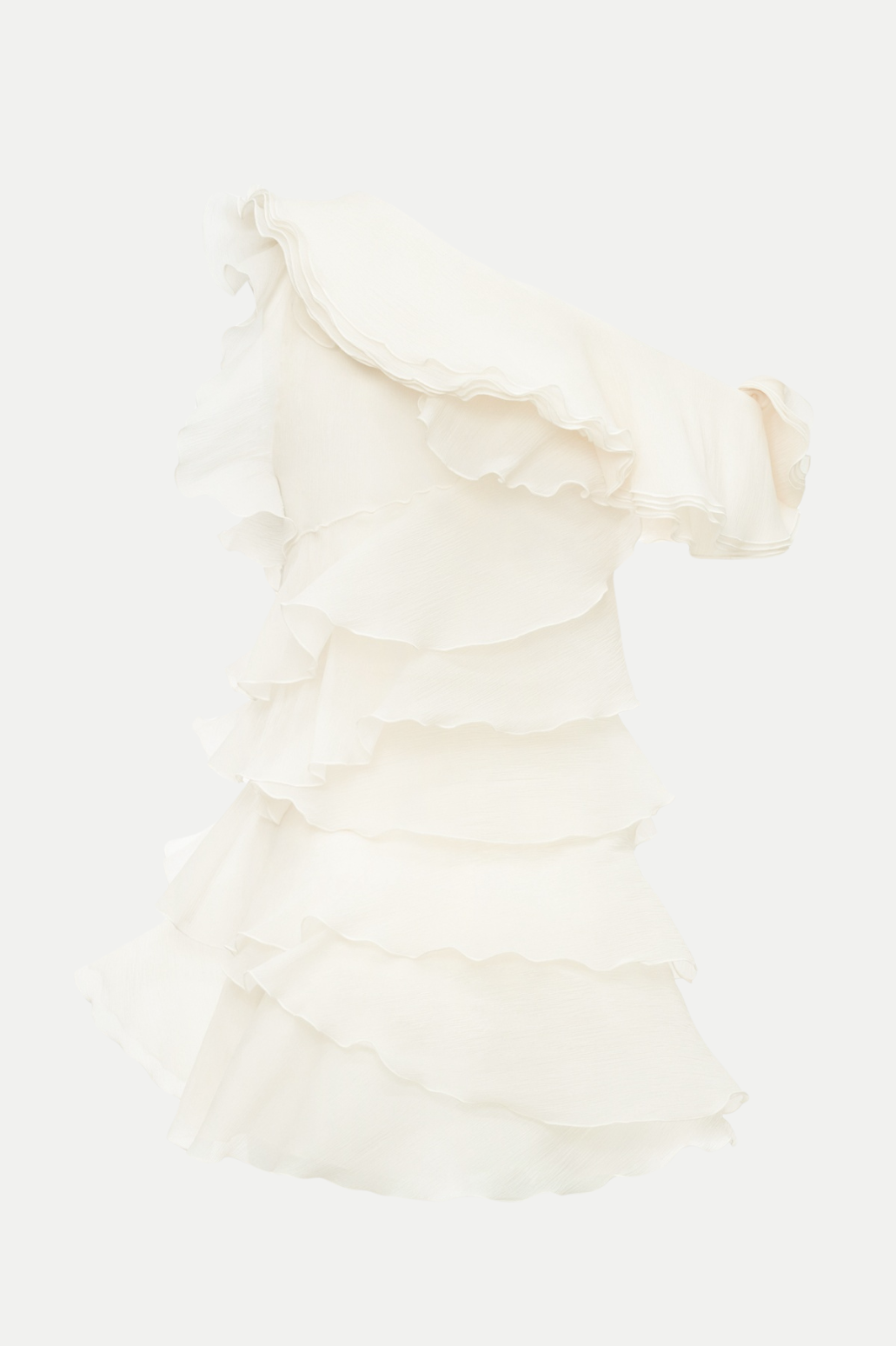 SHELYN BEIGE ONE SHOULDER RUFFLE MINI DRESS