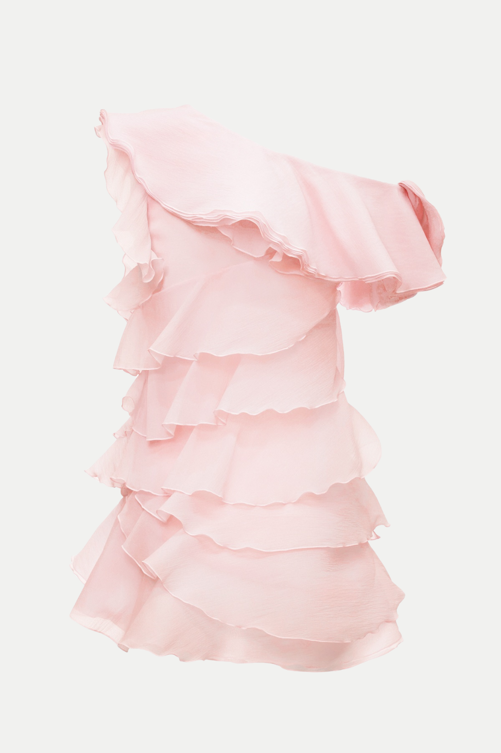 SHELYN FLOWER ONE-SHOULDER RUFFLE MINI DRESS PINK
