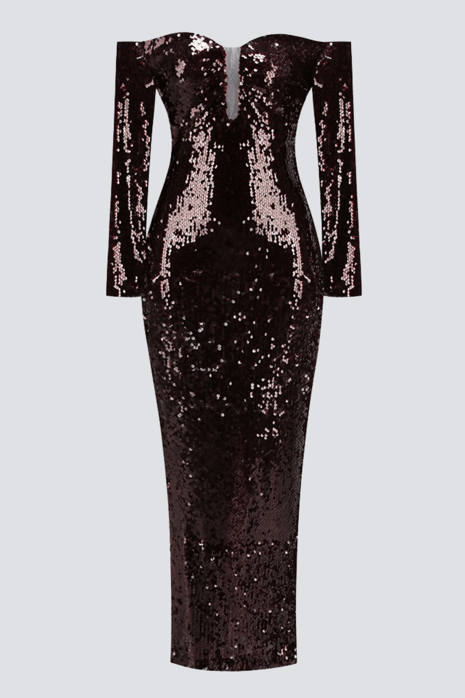 SOLVAY SEQUIN OFF-SHOULDER MAXI DRESS