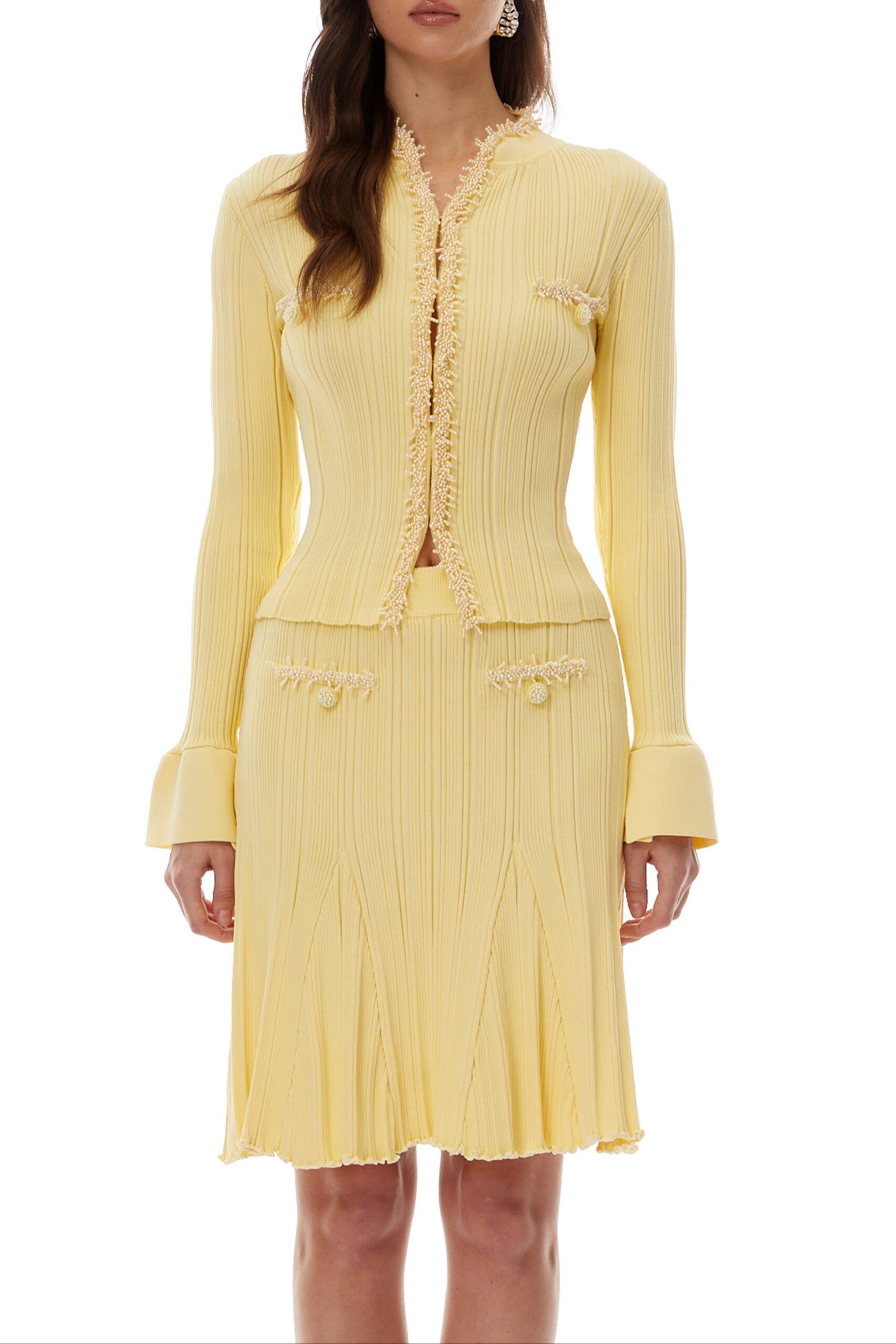 SolveigYellowBeadedKnitBlouse_SkirtSet POLLY YELLOW BEADED KNIT BLOUSE & SKIRT SET