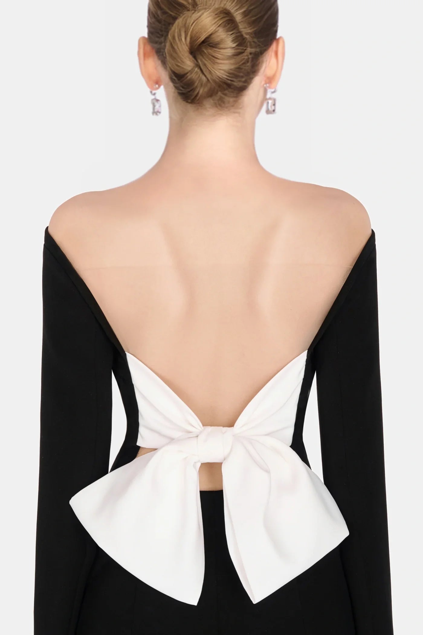OFF SHOULDER BOW BACKLESS MINI DRESS FOR PARTY