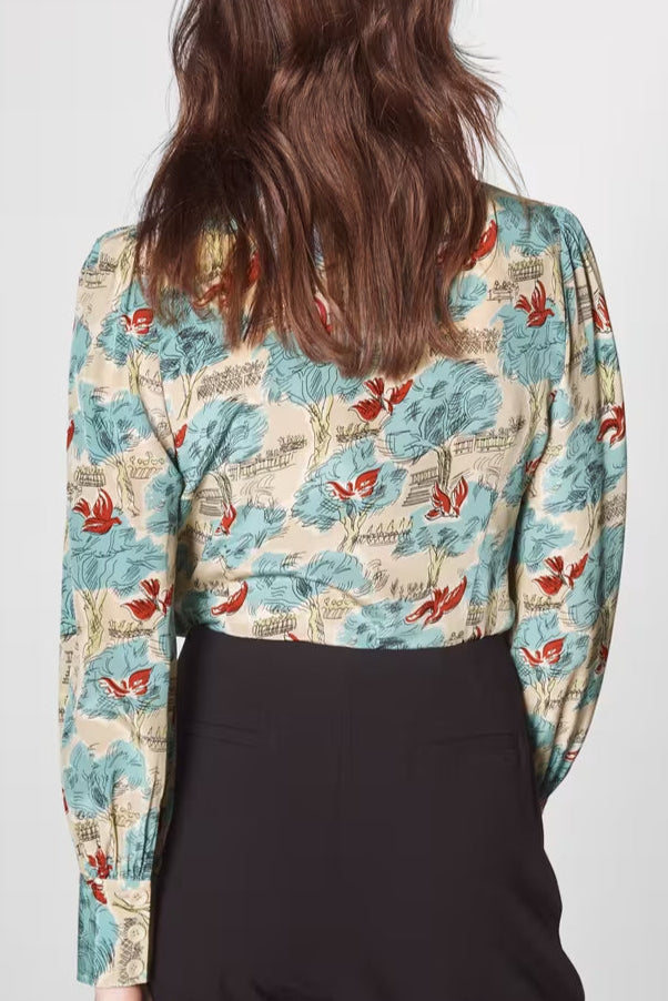 SONYA TUILERIES PRINT SILK SHIRT FOR EVENTS