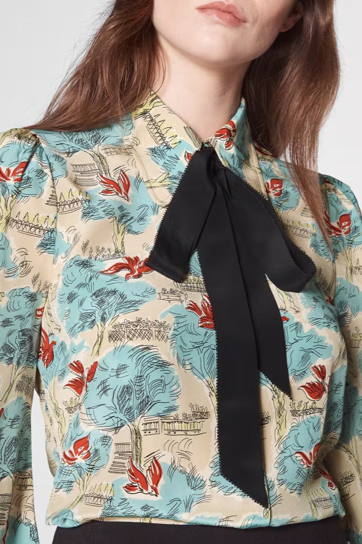 SONYA TUILERIES PRINT SILK SHIRT FOR EVENTS
