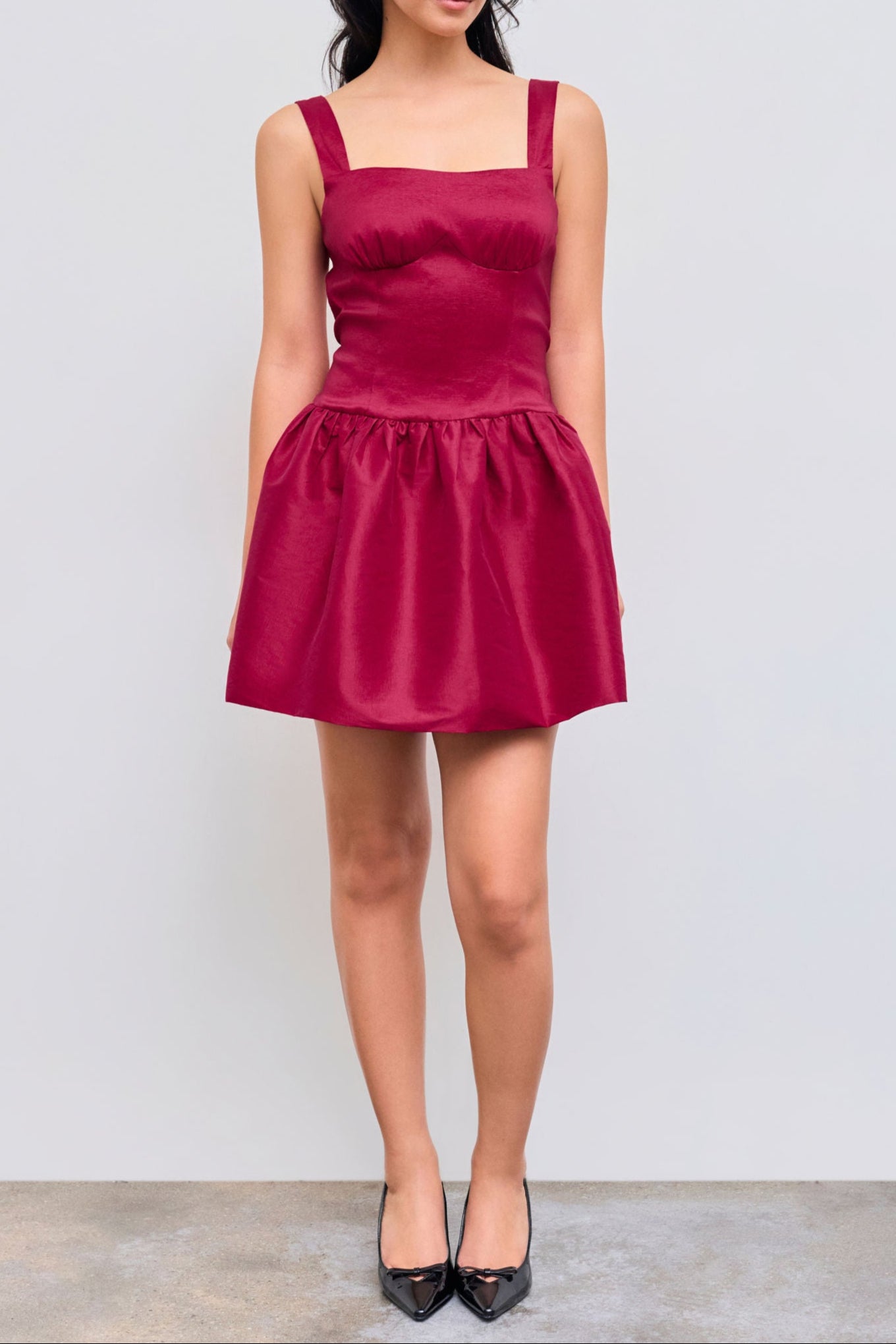SquareNeckBowknotZipperMiniDress_1 SQUARE NECK BOWKNOT RED MINI DRESS FOR PARTY