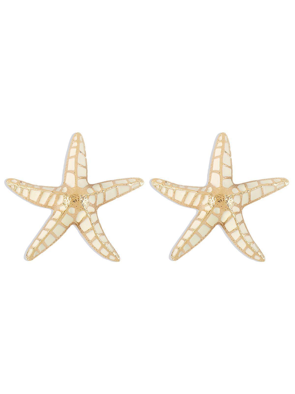 SHEPHERD STARFISH BEIGE HOOP EARRINGS FOR BEACH