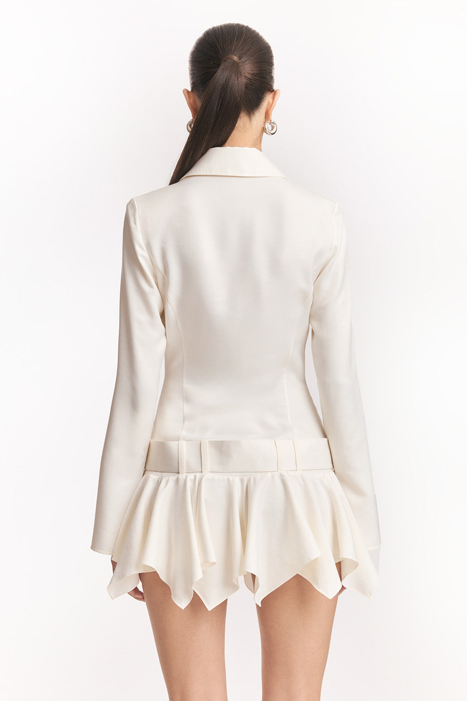 DINAH MINI DRESS, WHITE, UMBRELLA HEM SHIRT STYLE