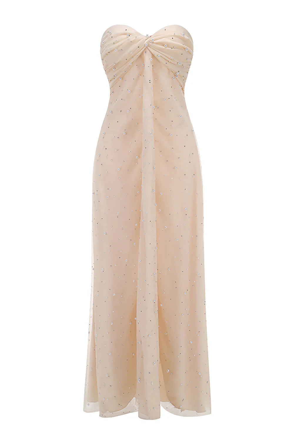 STRAPLESS PEARL CRYSTAL MAXI DRESS FOR WEDDING