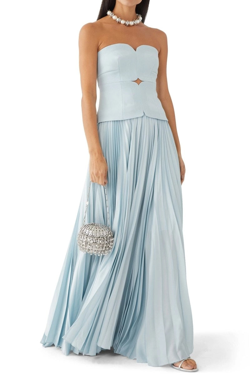 SWEETHEART OFF-SHOULDER PLEATED MIDI DRESS