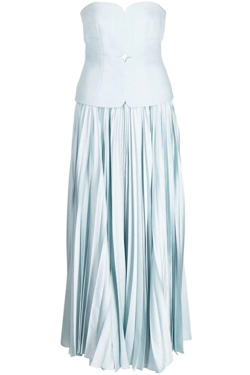 SWEETHEART OFF-SHOULDER PLEATED MIDI DRESS