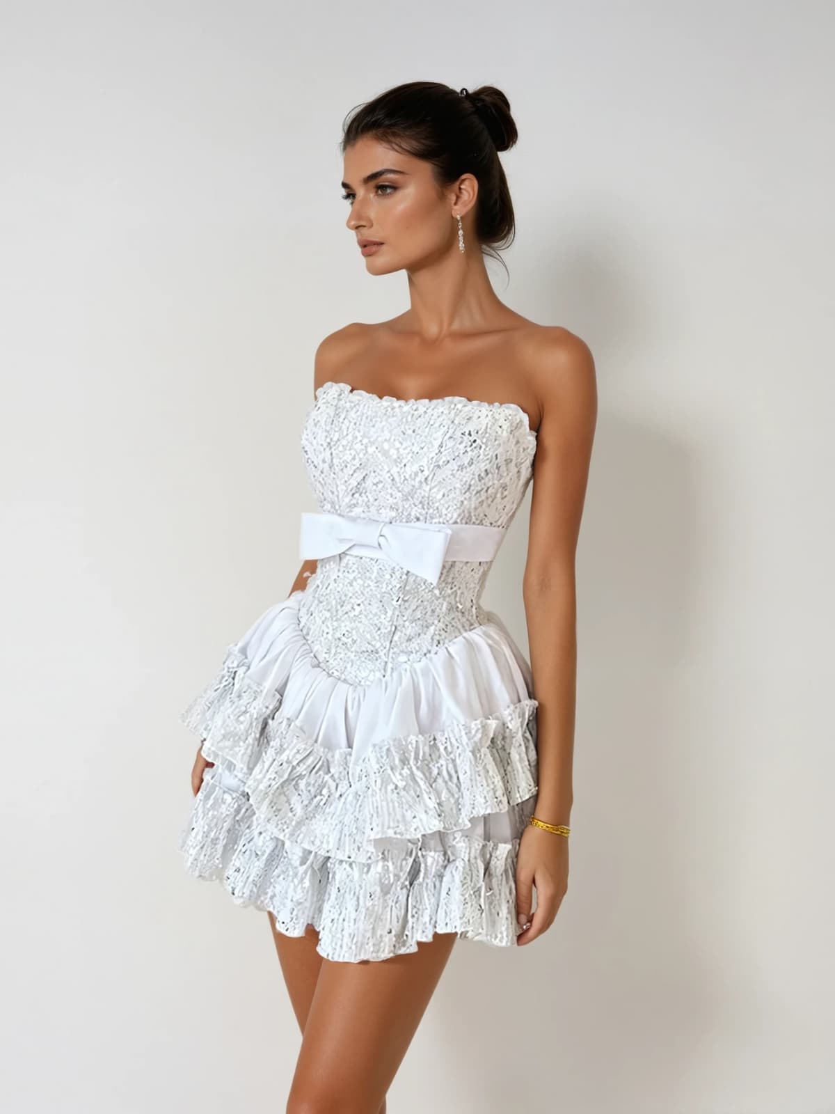 SYRAZA STRAPLESS SEQUIN MINI DRESS