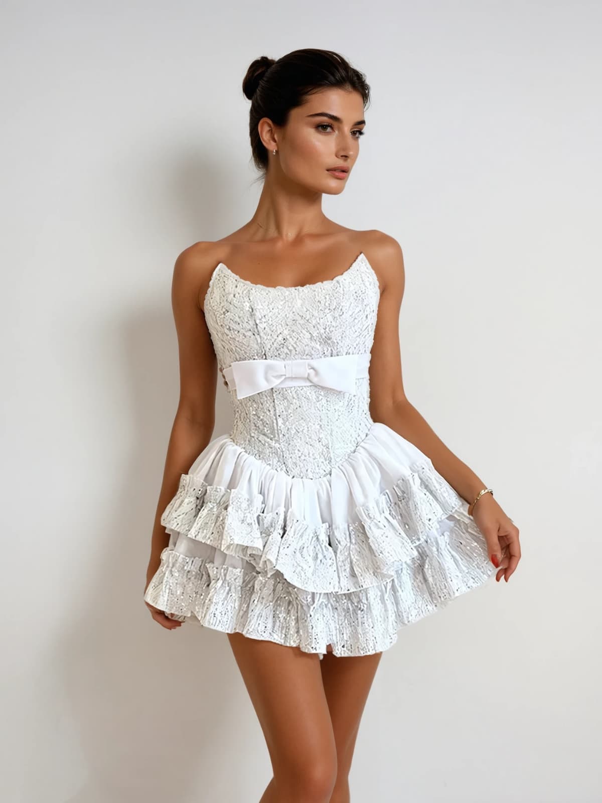 SYRAZA STRAPLESS SEQUIN MINI DRESS