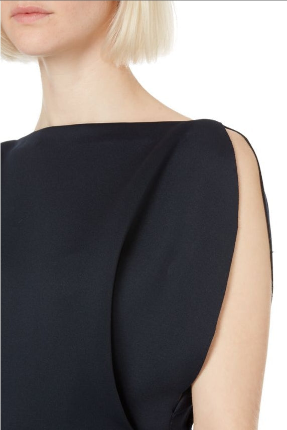 IRREGULAR SLEEVELESS SLIM MINI DRESS BLACK