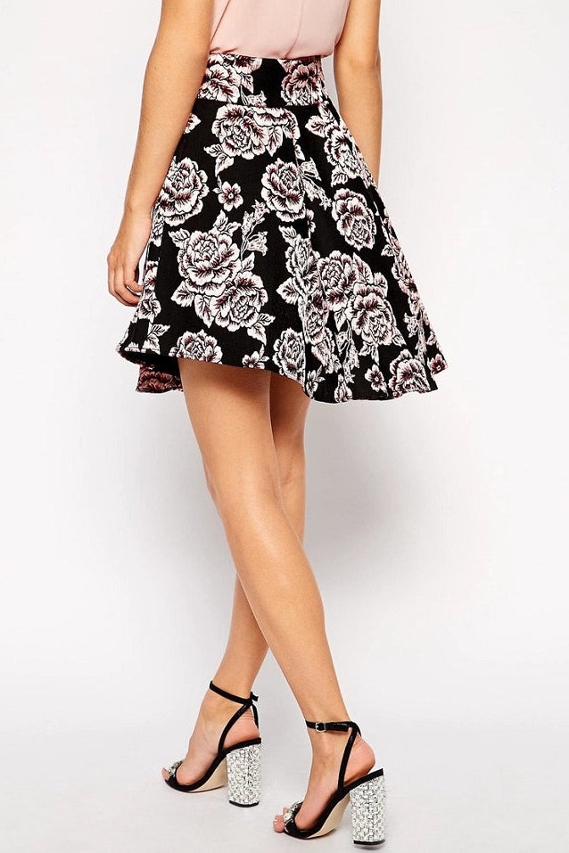 JACQUARD HIGH-WAIST IRREGULAR UMBRELLA SKIRT