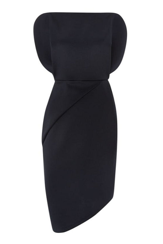 IRREGULAR SLEEVELESS SLIM MINI DRESS BLACK